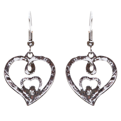 Adorable Valentine Theme Fashion Crystal Rhinestone Heart Earrings E908 Silver - Accessoriesforever