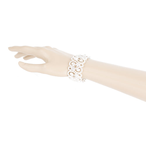 Bridal Wedding Prom Jewelry Crystal Rhinestone Vintage Stretch Bracelet B537 SV