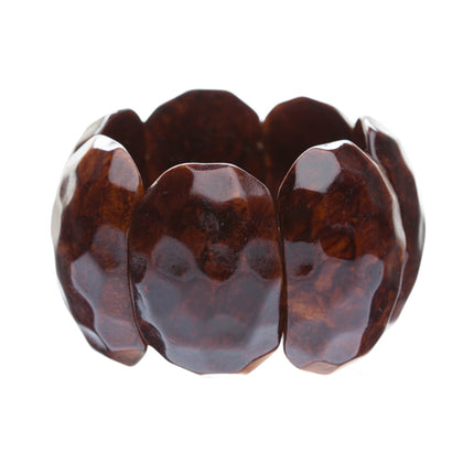 Simple Stylish Trendy Chic Wood Stretch Wide Fashion Bracelet Brown