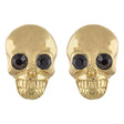 Halloween Costume Jewelry Crystal Rhinestone Skull Head Earrings E1180 Gold
