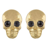 Halloween Costume Jewelry Crystal Rhinestone Skull Head Earrings E1180 Gold