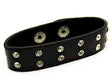 Crystal Studs Faux Alligator Leather Wristband Cuff Bracelet Snap Closure Brown