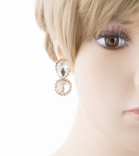 Bridal Wedding Jewelry Prom Simple Sparkle Fashion Dangle Earrings E974 Gold