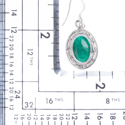 925 Sterling Silver Natural Gemstones Emerald Dangle Earrings FJSVE2172 - Accessoriesforever