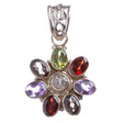 925 Sterling Silver Natural Gemstones Multigem Pendant FJSVP2067