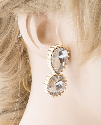 Bridal Wedding Jewelry Prom Simple Sparkle Fashion Dangle Earrings E974 Gold - Accessoriesforever