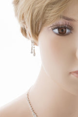 Bridal Wedding Jewelry Set Crystal Rhinestone Chic Trendy Necklace Silver Clear
