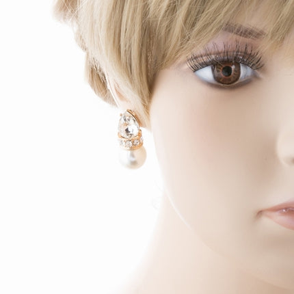 Bridal Wedding Jewelry Crystal Rhinestone Elegant Tear Drop Earrings E863 Gold - Accessoriesforever