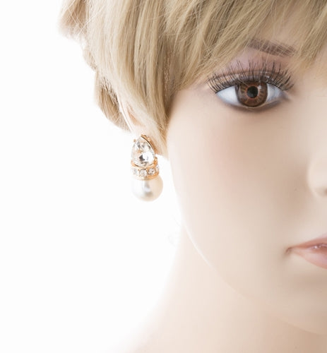 Bridal Wedding Jewelry Crystal Rhinestone Elegant Tear Drop Earrings E863 Gold