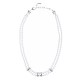 Bridal Wedding Jewelry Set Crystal Pearl Double Strands Necklace White