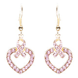 Pink Ribbon Jewelry Crystal Rhinestone Charming Heart Necklace Set JN259 Pink