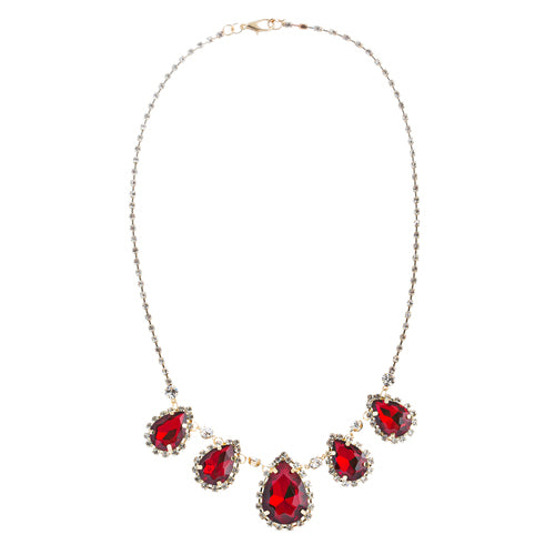 Dazzling Jewelry Set Crystal Rhinestone Elegant Tear Drop Necklace J525 Red - Accessoriesforever