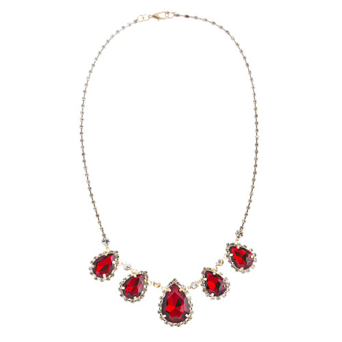 Dazzling Jewelry Set Crystal Rhinestone Elegant Tear Drop Necklace J525 Red