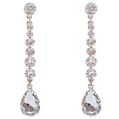 Bridal Wedding Jewelry Crystal Rhinestone Teardrop Linear Elegant Earring E681SV