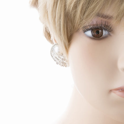 Bridal Wedding Jewelry Rhinestone Pearl Classic Style Fashion Earrings E959 SV - Accessoriesforever