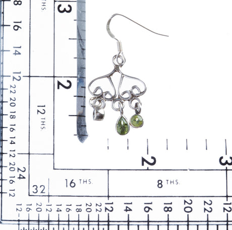 925 Sterling Silver Gemstones Natural Peridot Dangle Earrings FJSE2176