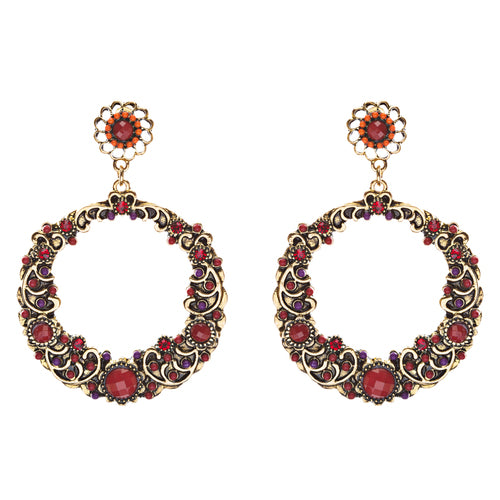 Striking Fashion Crystal Rhinestone Intricate Arrangement Earrings ER828 Red