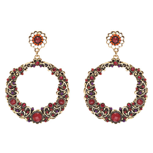 Striking Fashion Crystal Rhinestone Intricate Arrangement Earrings ER828 Red