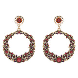 Striking Fashion Crystal Rhinestone Intricate Arrangement Earrings ER828 Red