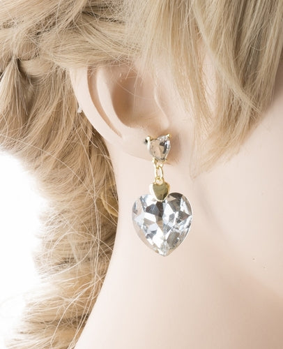 Bridal Wedding Jewelry Crystal Rhinestone Gorgeous Dangle Drop Design E790 Gold