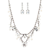 Bridal Wedding Jewelry Crystal Rhinestone Alluring Faux Pearl Necklace J581 SLV