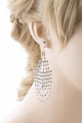 Bridal Wedding Jewelry Crystal Rhinestone Dazzling Drape Dangle Earrings E984 SV - Accessoriesforever