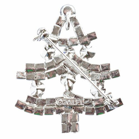 Christmas Jewelry Christmas Tree Pin with Multi Crystal Rhinestone BH134 Green