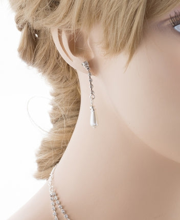 Bridal Wedding Jewelry Set Crystal Rhinestone Pearl DG - Accessoriesforever