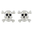 Halloween Costume Jewelry Crystal Rhinestone Skull Bone Earrings E1178 Silver