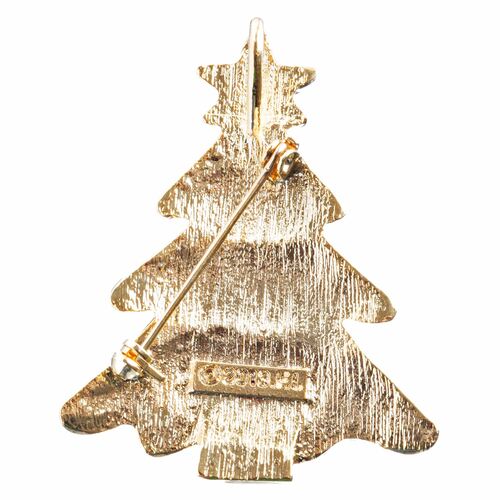 Christmas Jewelry Crystal Rhinestone White Enamel Christmas Tree Pin BH132 White