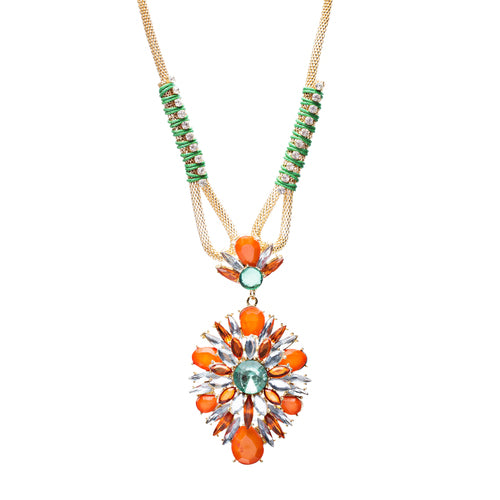 Stylish Modern Fashion Crystal Rhinestone Fascinating Necklace Set N82 Orange