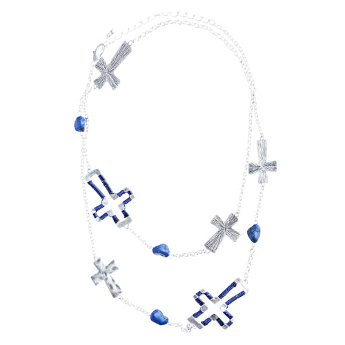 Cross Jewelry Simple Yet Fascinating Spiritual Charm Necklace Set JN223 Blue - Accessoriesforever