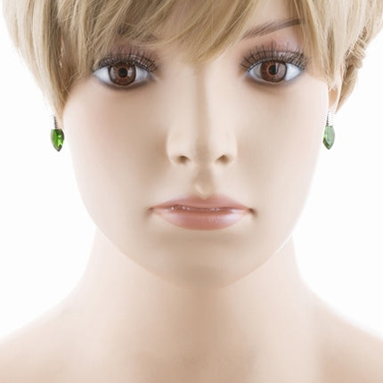 Christmas Jewelry Crystal Holiday Light 20mm Stud Fashion Earrings Silver Green - Accessoriesforever