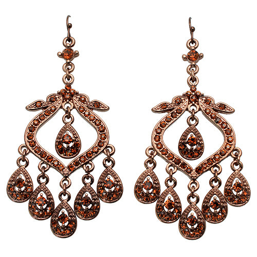 Crystal Pave Vintage Chandelier Luxury Earring Brown