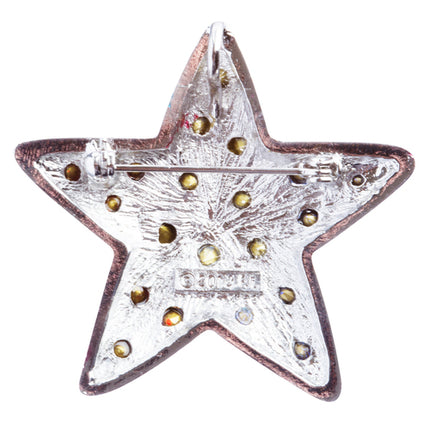 Patriotic Jewelry Crystal Rhinestone Fascinating Star Design Pin BH109 Silver - Accessoriesforever