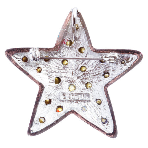 Patriotic Jewelry Crystal Rhinestone Fascinating Star Design Pin BH109 Silver