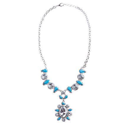 Modern Fashion Crystal Rhinestone Attractive Tear Drop Necklace JN244 Blue - Accessoriesforever