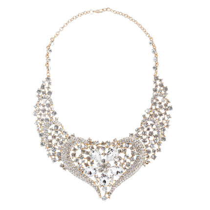 Bridal Wedding Jewelry Crystal Rhinestone Complex Design Necklace Set J539 Gold - Accessoriesforever