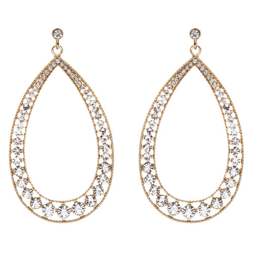 Crystal Accented Teardrop Dangle Earring Gold Clear - Accessoriesforever