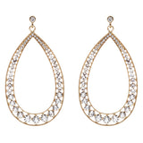 Crystal Accented Teardrop Dangle Earring Gold Clear