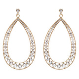 Crystal Accented Teardrop Dangle Earring Gold Clear