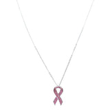 Ribbon Cancer Awareness Jewelry Crystal Rhinestone Charm Necklace Pink
