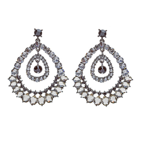 Beautiful Dazzling Large Crystal Rhinestone Chic Fashion Dangle Earrings Black