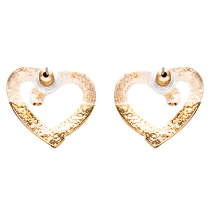 Valentines Jewelry Crystal Rhinestone Chic Open Heart Earrings E927 Gold - Accessoriesforever