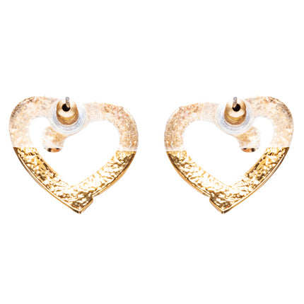 Valentines Jewelry Crystal Rhinestone Chic Open Heart Earrings E927 Gold