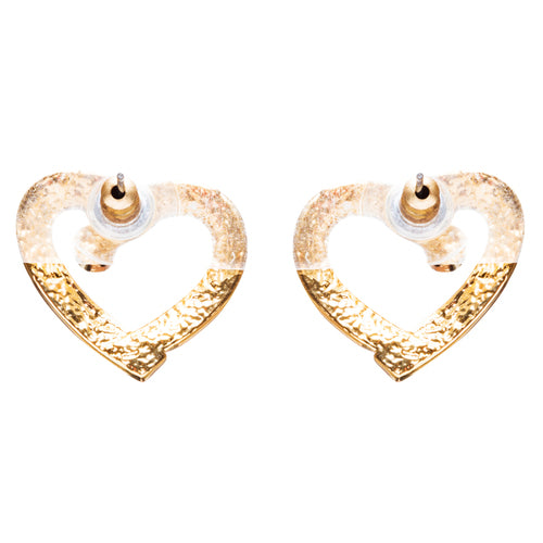 Valentines Jewelry Crystal Rhinestone Chic Open Heart Earrings E927 Gold