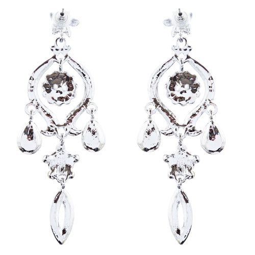 Bridal Wedding Jewelry Crystal Rhinestone Classic Dangle Earrings E1020 Silver - Accessoriesforever