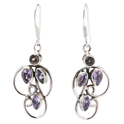 925 Sterling Silver Natural Gemstones Topaz Dangle Earrings FJSVE2113