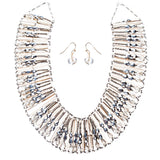Fashion Chic Ethnic Beaded Bib Design Necklace & Earrings Set JN247 Black