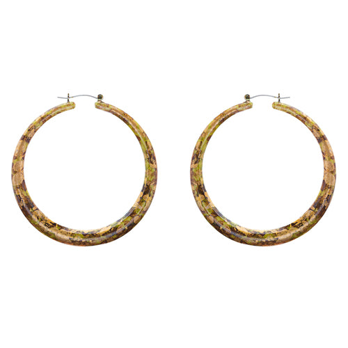 Fashion Hoop Earrings Painted Lucite Green